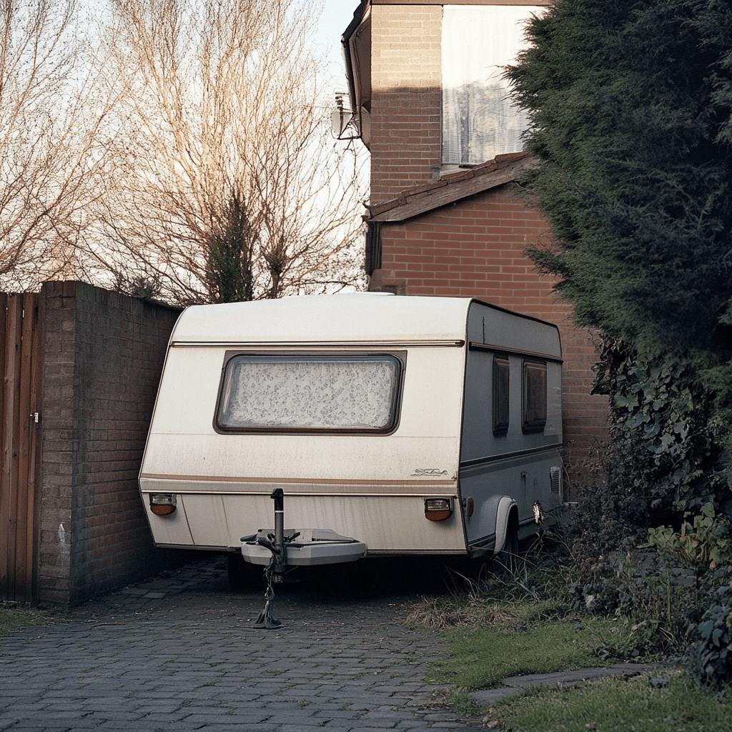 caravan op straat geparkeerd